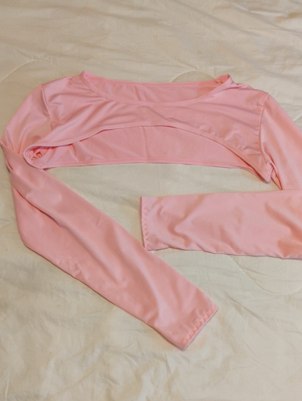 Super Cute Women’s Pink Long Sleeve Crop Top /Shrug- Size Medium